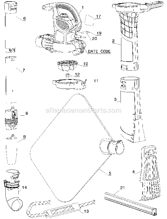 Black and Decker BV6000 (Type 2) Blower Vac Power Tool Page A Diagram